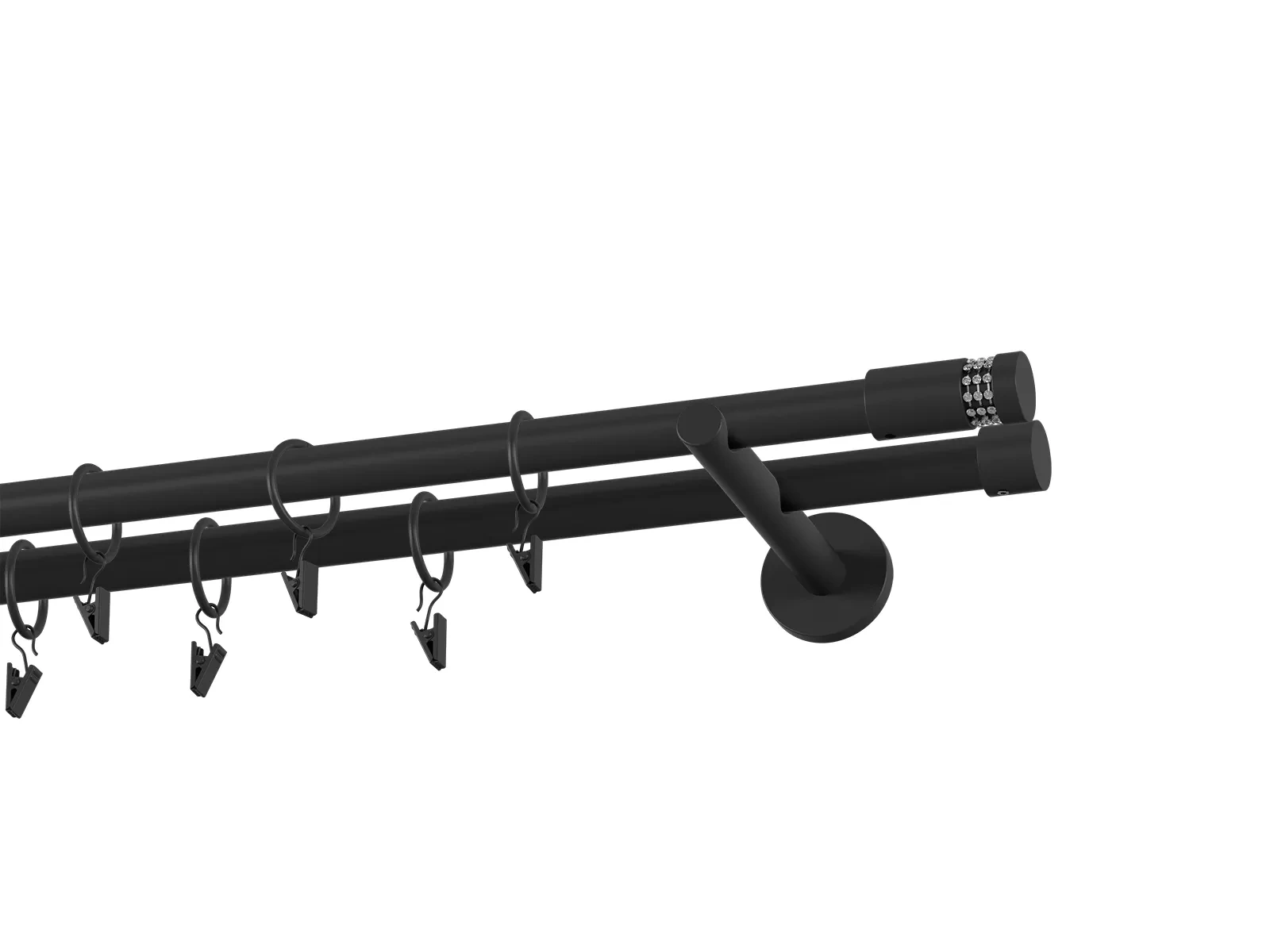 Galerie 19x19 mm bară standard - dublă - CYLINDER CRYSTAL - negru