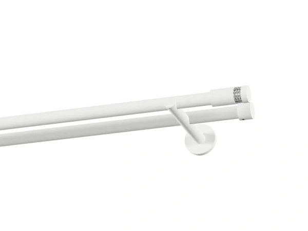 Galerie 19x19 mm bară standard - dublă - CYLINDER CRYSTAL - alb 1
