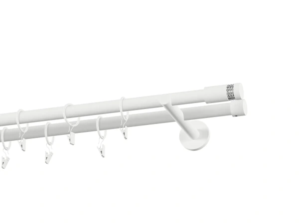 Galerie 19x19 mm bară standard - dublă - CYLINDER CRYSTAL - alb