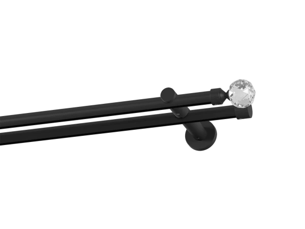 Garniža 19x19mm drážková tyč - 2rady - GUĽA CRYSTAL - čierna 1