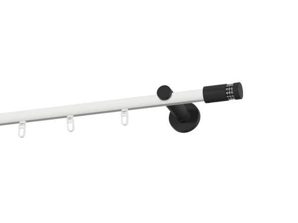 Galerie 19 mm bară cu șină - simplă - CYLINDER CRYSTAL - alb negru