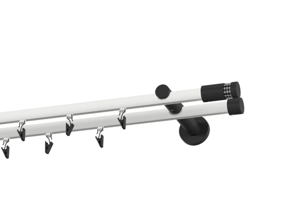 Galerie 19x19 mm bară cu șină - dublă - CYLINDER CRYSTAL - alb negru 2