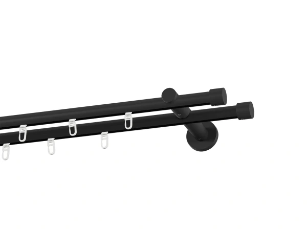 Garniža 19x19mm drážková tyč - 2rady - PULLO - čierna