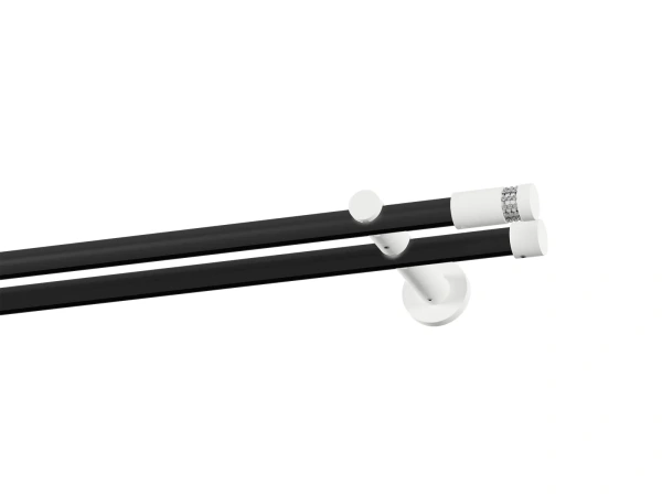 Galerie 19x19 mm bară cu șină - dublă - CYLINDER CRYSTAL - negru alb 1