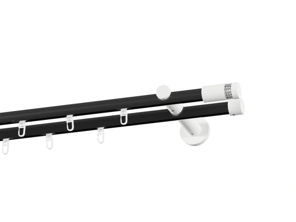 Galerie 19x19 mm bară cu șină - dublă - CYLINDER CRYSTAL - negru alb