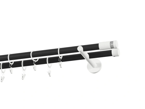 Galerie 19x19 mm bară standard - dublă - CYLINDER CRYSTAL - negru alb