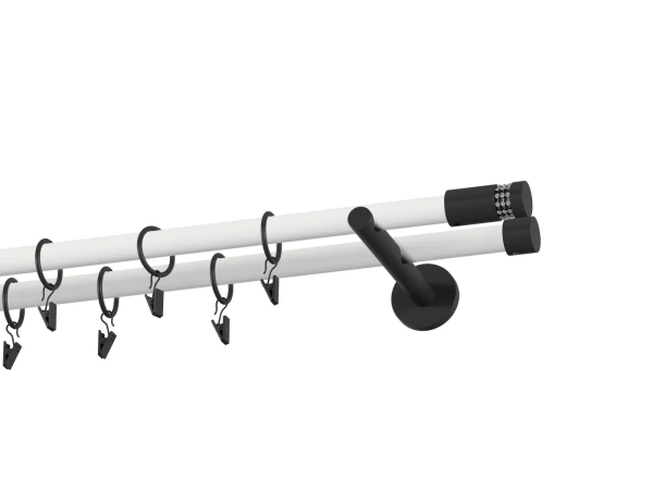 Galerie 19x19 mm bară standard - dublă - CYLINDER CRYSTAL - alb negru