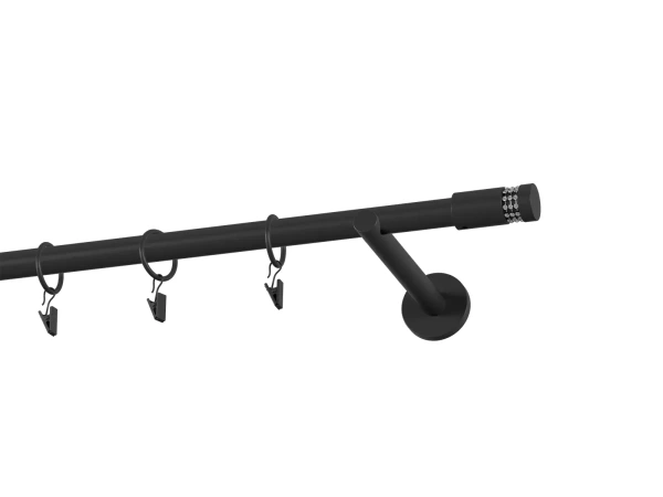 Galerie 19 mm bară standard - simplă - CYLINDER CRYSTAL - negru