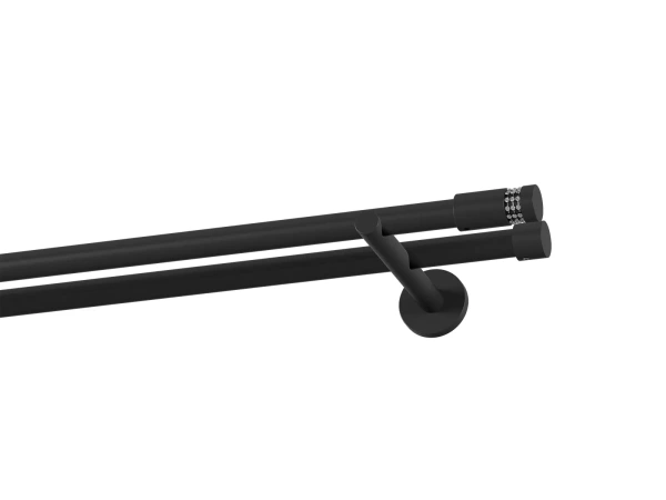 Galerie 19x19 mm bară standard - dublă - CYLINDER CRYSTAL - negru 1