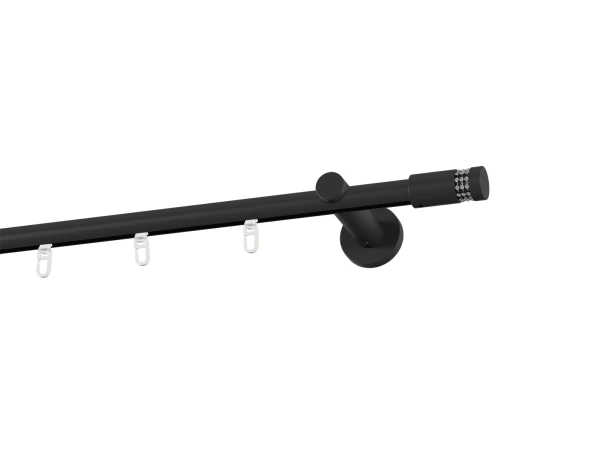 Galerie 19 mm bară cu șină - simplă - CYLINDER CRYSTAL - negru