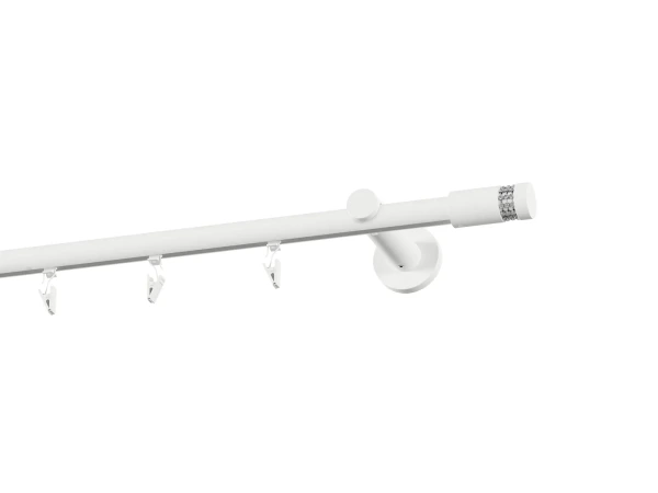 Galerie 19 mm bară cu șină - simplă - CYLINDER CRYSTAL - alb 2