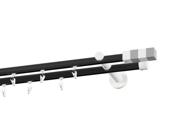Garniža 19x19mm drážková tyč - 2rady - KVADRAT - čierno biela 2