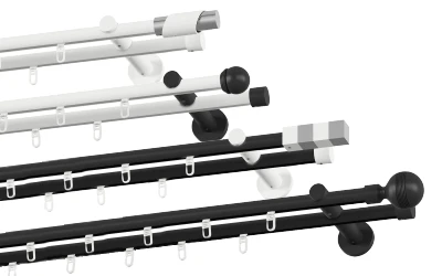 Galerii alb-negru 19×19 mm cu două bare – bară cu șină